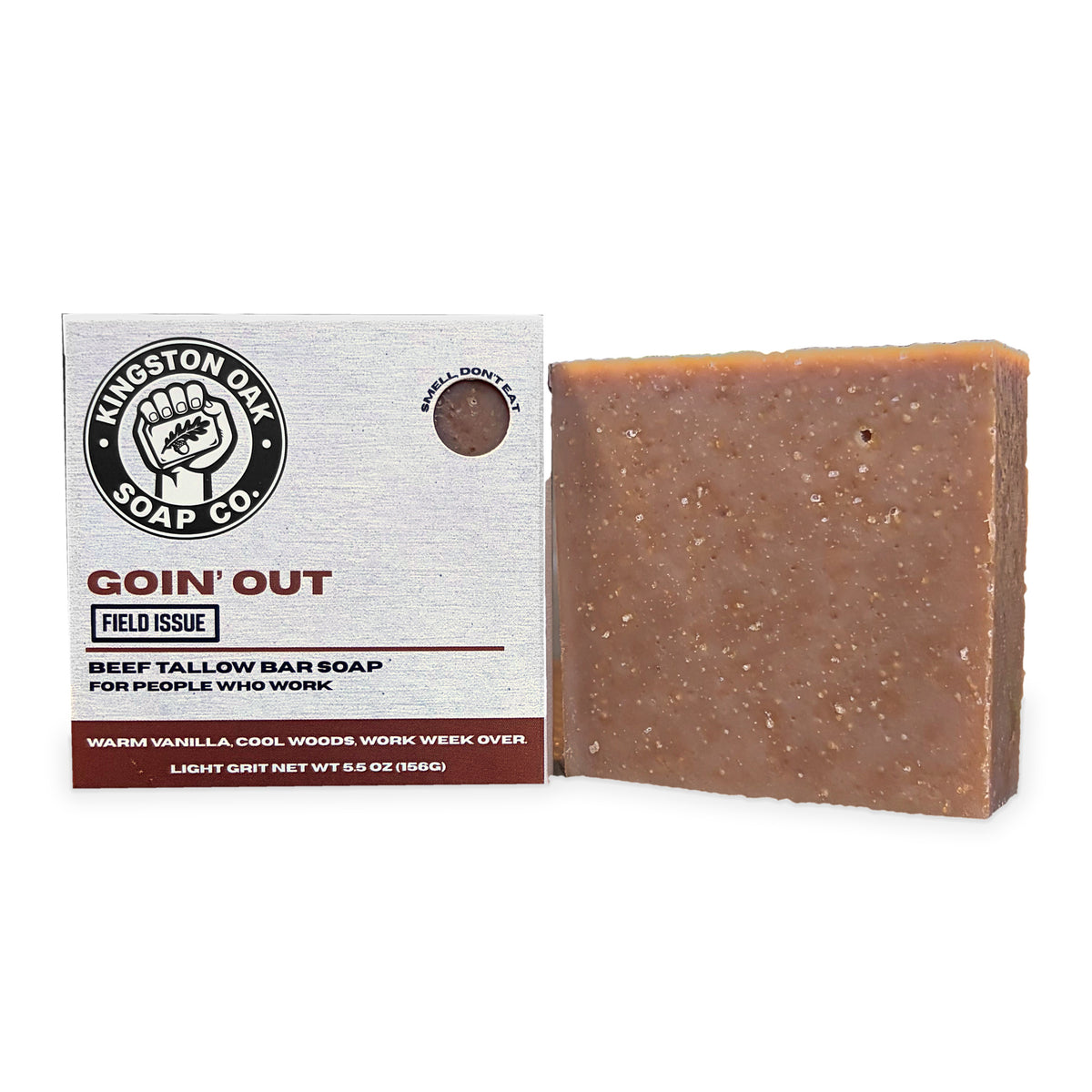 Goin' Out beef tallow bar soap - box front view