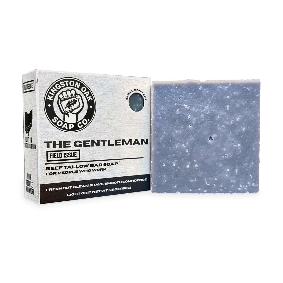 The Gentleman beef tallow bar soap - angled view with bar