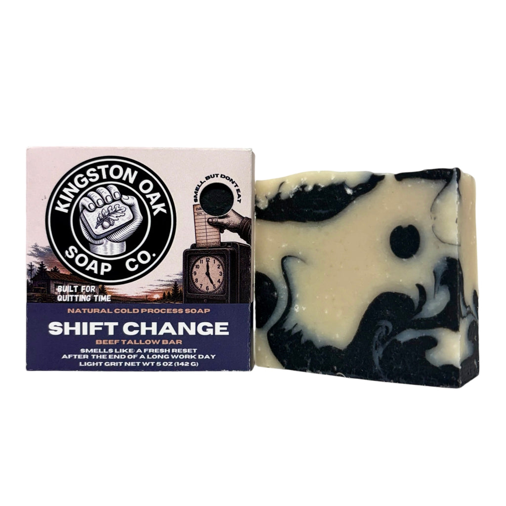 Shift Change beef tallow face and body bar with box